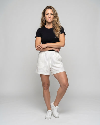Damen bequeme Leinen-Shorts mit elastischem Bund