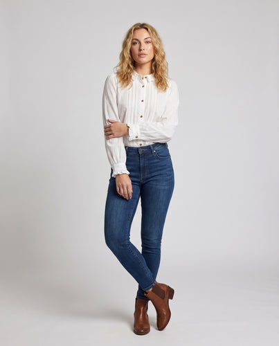 Damen Bluse mit feinen Rüschendetails und elegantem Knopfverschluss