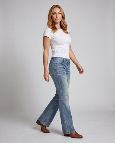 Damen Bootcut-Jeans mit hohem Bund und lässigem Schnitt