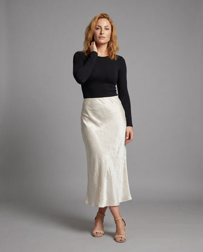 Damen eleganter Maxirock aus hochwertigem, schimmerndem Stoff