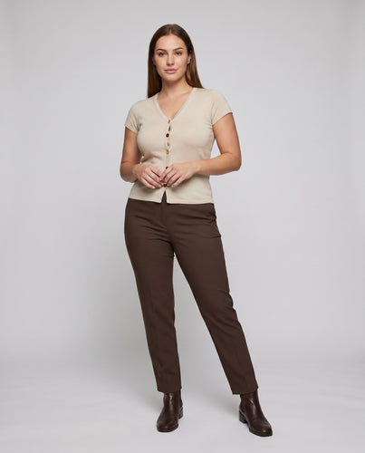Damen Elegantes Kurzarmoberteil mit modischem Knopfdetail