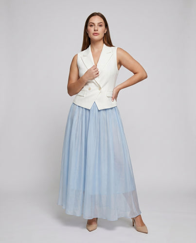 Damen elegantes Maxi-Kleid mit fließendem Rock und tailliertem Oberteil