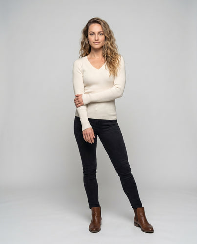 Damen elegantes Strickoberteil mit modischem Rippenmuster und offenen Ärmelenden