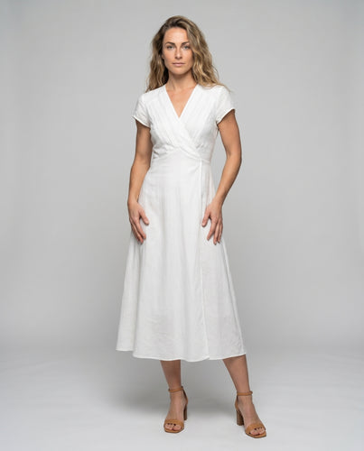 Damen elegantes Wickelkleid mit zartem Spitzenverlauf
