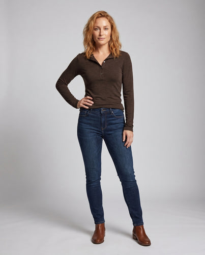 Damen Langarm Shirt mit elegantem Kragen und Knopfleiste