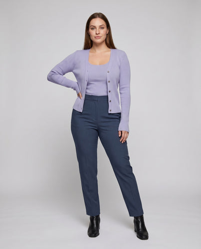 Damen langärmliger Cardigan aus hochwertiger Baumwolle mit dekorativen Knöpfen