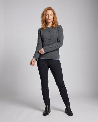 Damen Langarmshirt mit Knopfleiste