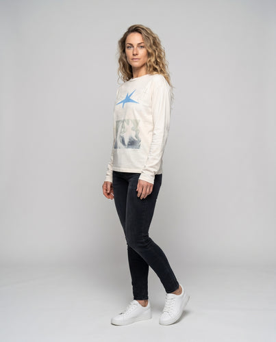 Damen Langarmshirt mit kreativem Grafikdesign und lässigem Schnitt