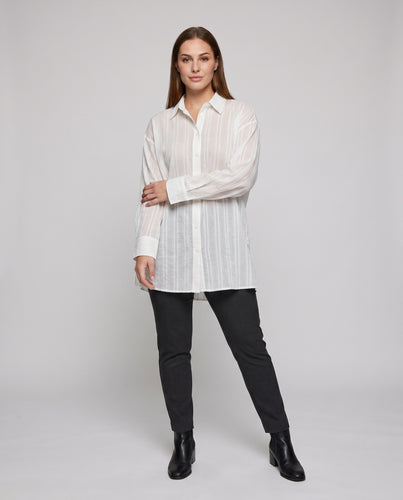 Damen lässige Bluse mit strukturiertem Gewebe und dekorativen Knopfdetails