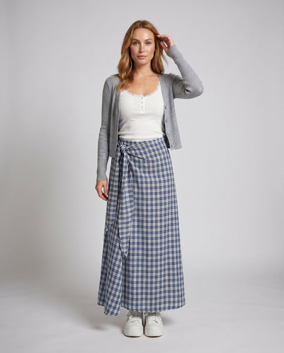 Damen Maxirock im lässigen Karo-Design mit hohem Taillenbund