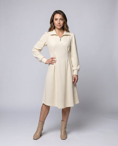 Damen Midikleid mit elegantem Stehkragen und praktischem Reißverschluss