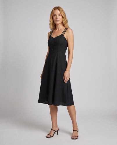 Damen Neckholder-Kleid mit eleganten Knopfdetails und schmalen Trägern