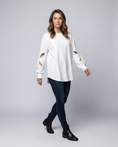 Damen Oversized Sweatshirt mit Rüschendetails und seitlichen Schnürungen