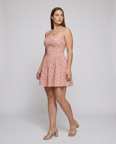 Damen Retro Maxikleid mit karierter Optik und weitschwingendem Rock