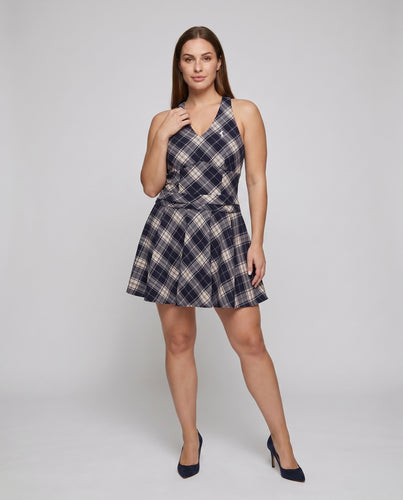 Damen Rockabilly-Kleid mit Karomuster und figurbetontem Oberteil