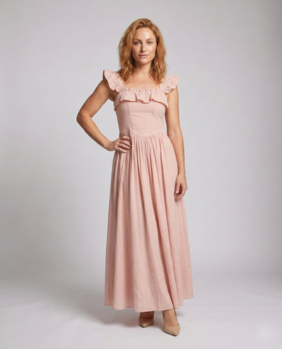 Damen romantisches Rüschenkleid mit schmeichelnder Passform