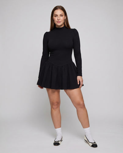 Damen Skaterkleid mit Puffärmeln und taillierter Silhouette