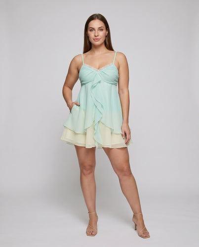 Damen Sommerliches Chiffonkleid mit Rüschendetails und zarten Trägern