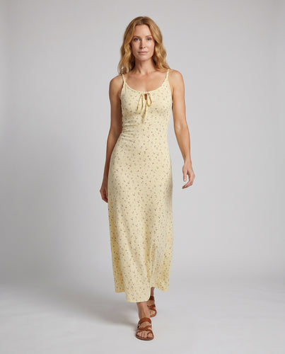 Damen Sommerliches Maxikleid mit feinem Blumenmuster und zarten Spaghetti-Trägern