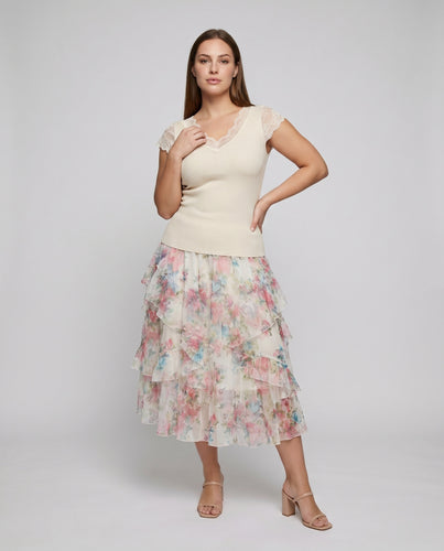 Damen Spitzentop mit romantischen Details und figurbetontem Schnitt