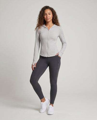 Damen Sportjacke mit Reißverschluss und Kapuze
