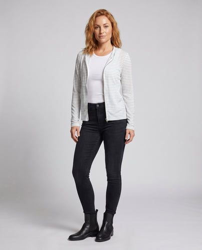 Damen Sportliche Kapuzenjacke mit modischem Streifenmuster und praktischen Taschen