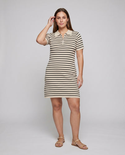 Damen Sportliches Polo-Kleid mit Reißverschluss und kontrastierendem Kragen