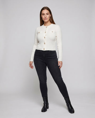 Damen Strickjacke mit dekorativen Knöpfen und Taschen