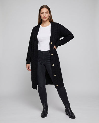 Damen Strickjacke mit doppelter Knopfleiste und strukturierter Verarbeitung