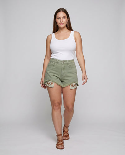 Damen Shorts mit floralem Stickdesign und lässigem Schnitt