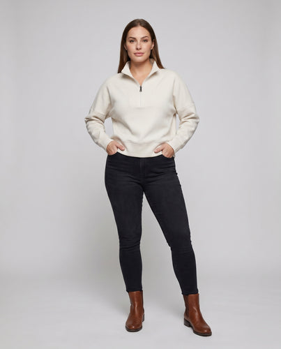 Damen Sweatshirt mit hohem Kragen und praktischem Reißverschluss
