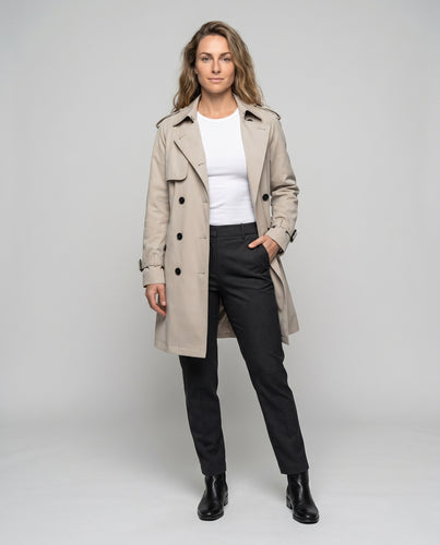 Damen Trenchcoat mit lässigem Schnitt und eleganten Knopfdetails