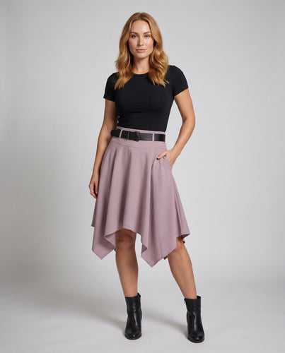 Damen asymmetrischer Rock mit schickem Taillengürtel