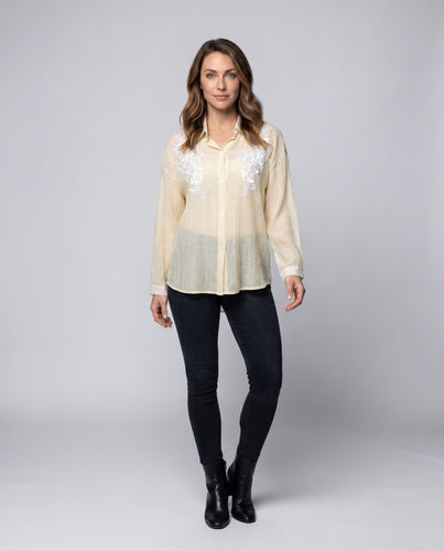 Damen Bluse mit ausgefallenen Stickdetails