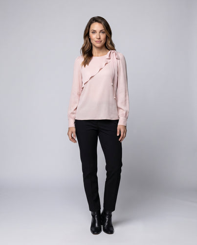 Damen Bluse mit dekorativem Rüschendesign und eleganten Schleifendetails