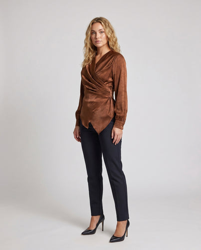Damen elegante Bluse mit schickem Drapé-Design