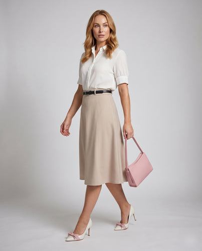 Damen Eleganter A-Linien Rock mit abnehmbarem Taillengürtel