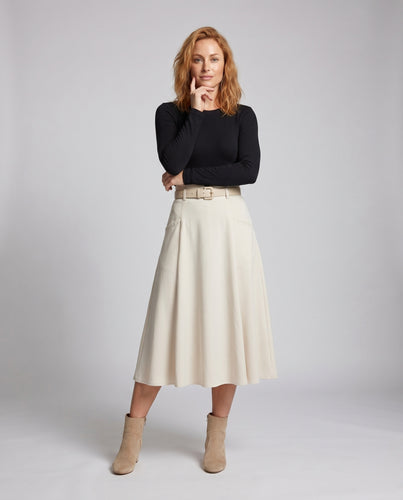 Damen Eleganter Faltenrock mit breitem Taillenbund und praktischen Taschen