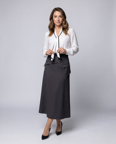 Damen Eleganter langer Rock mit asymmetrischem Design und praktischen Taschen