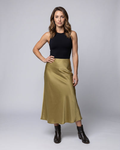 Damen Eleganter Maxi-Rock mit fließendem Schnitt und dezentem Glanz