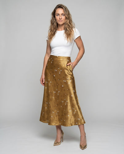 Damen Eleganter Maxirock mit floralem Jacquard-Muster