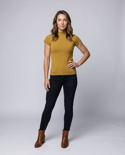 Damen Elegantes Kurzarm-Pullover mit Stehkragen