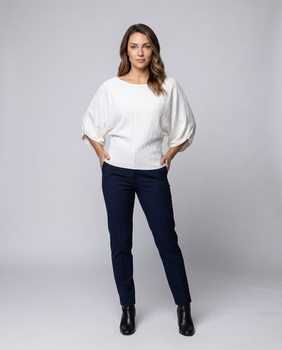 Damen Elegantes Oberteil mit übergroßen Ärmeln und Raffinierter Struktur