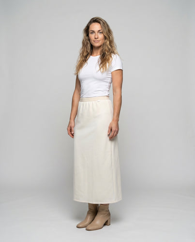 Damen Lange Jersey-Rock mit elastischem Taillenbund