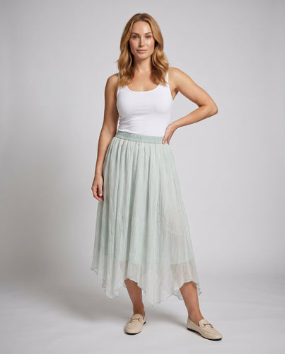 Damen Langer, fließender Rock aus leichtem Chiffon mit asymmetrischem Saum