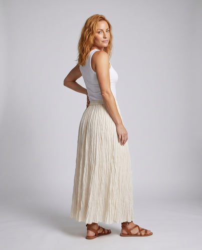 Damen Langer Plisseerock mit elastischem Bund und schwingendem Design