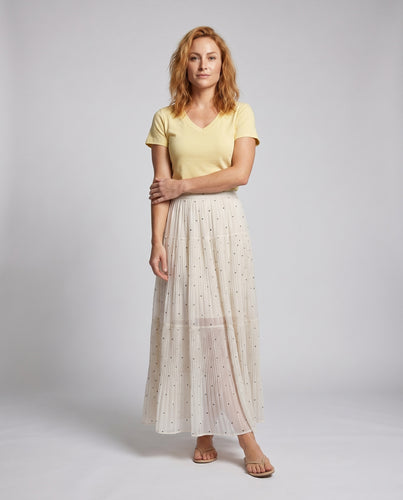 Damen Langer Plisseerock mit funkelnden Details