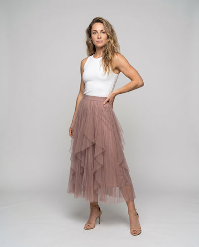 Damen Langer, voluminöser Tüllrock mit Rüschendesign  1776784963
