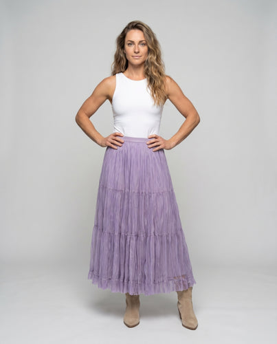 Damen Langer, voluminöser Tüllrock mit Rüschendetails