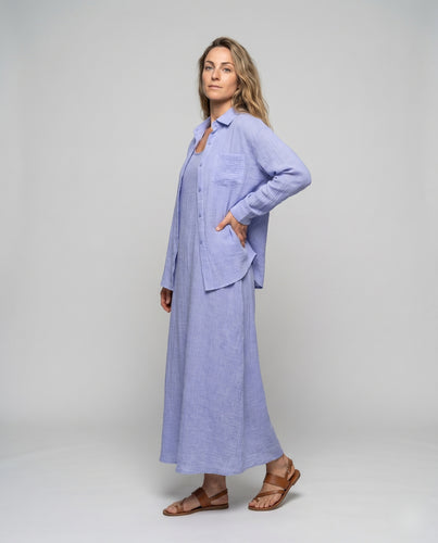 Damen Langes Kleid mit lässiger Bluse und modischem Schnitt